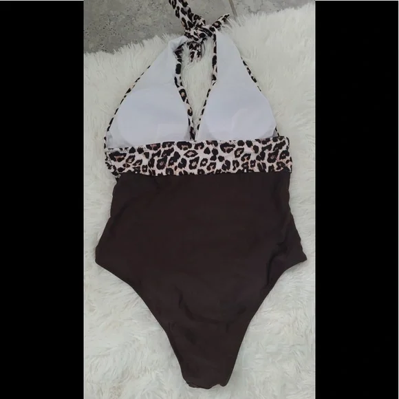 Brown leopard deep v-neck backless women boutique fashion monokini Brazilian sty - Picture 3 of 6